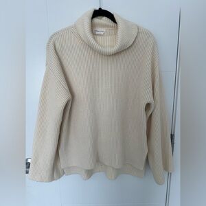 Lovers + Friends Cream Ribbed Cowl Neck Sweater